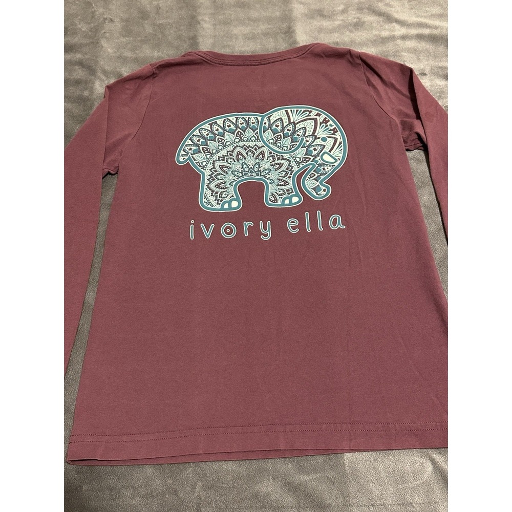 Ivory Ella Shirt Womens Small Long Sleeve Elephant Graphic Save The Elephants